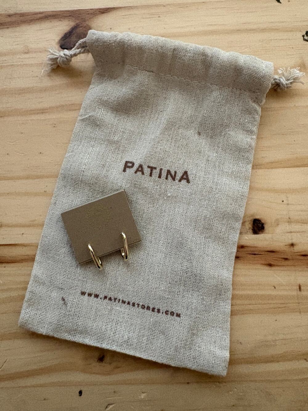 Patina Gold Square Huggie Hoops Earrings